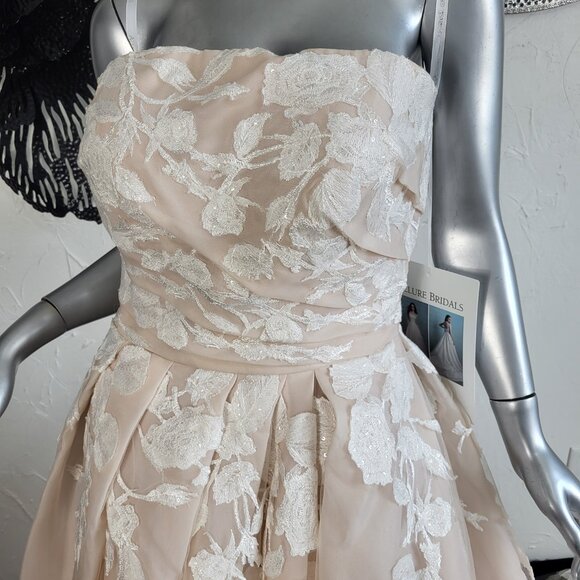 NWT~$1699~ALLURE BRIDAL~12~STRAPLESS CHAMPAGNE IVORY EMBELLISHED WEDDING DRESS - Picture 2 of 16